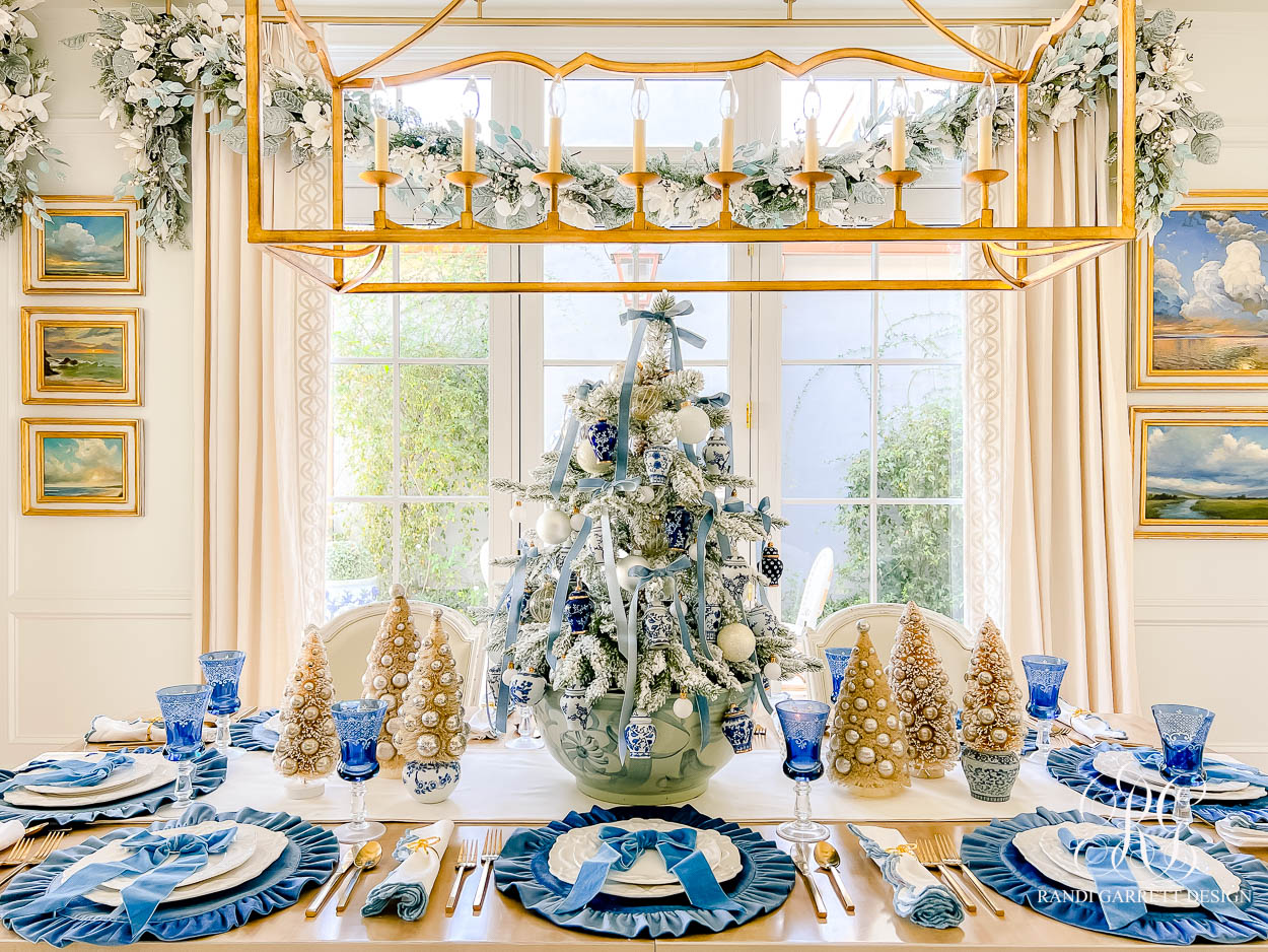 Velvet Bow Christmas Table and Styled Dining Room