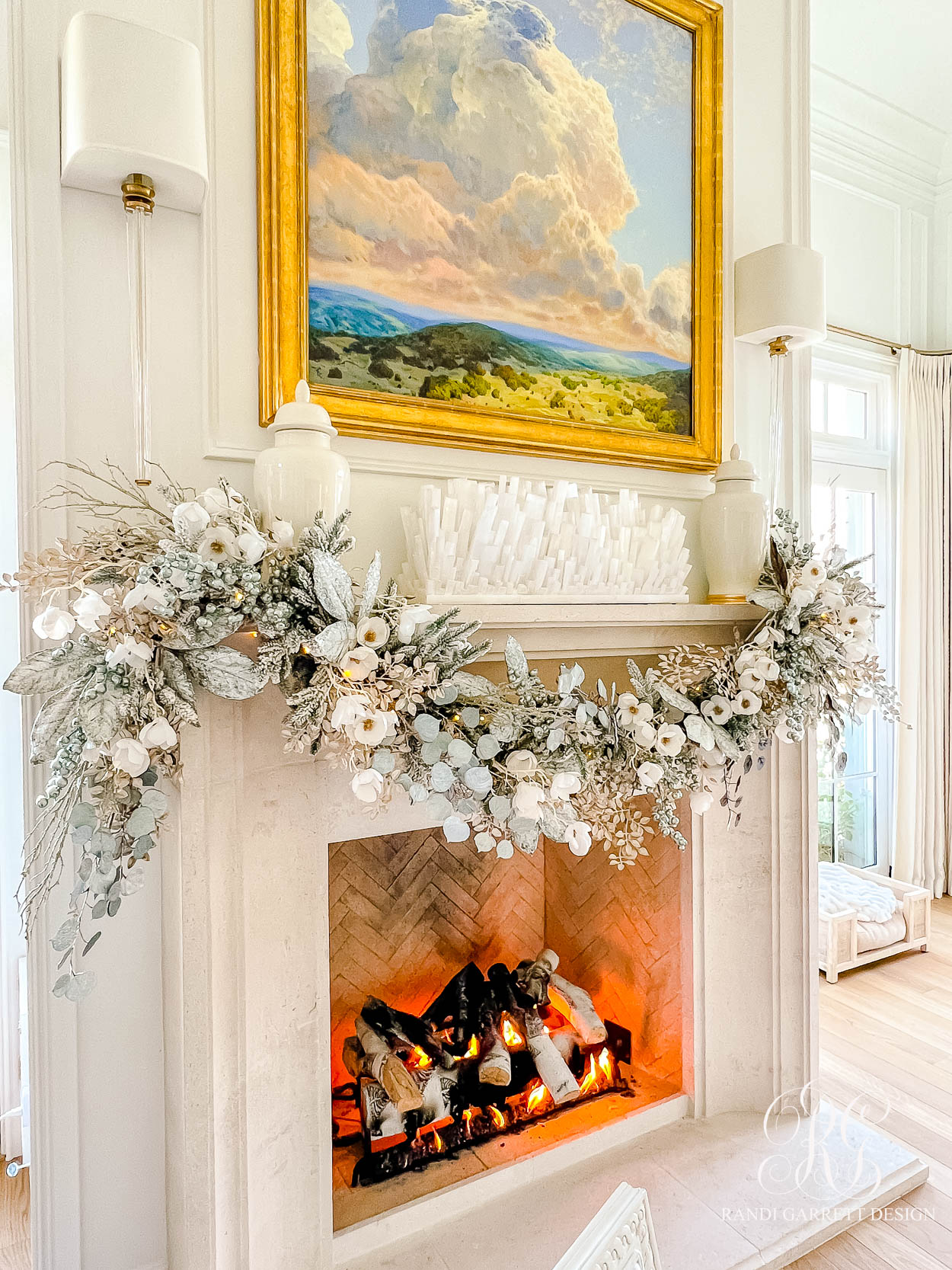 Dusty Blue Chinoiserie Christmas Family Room