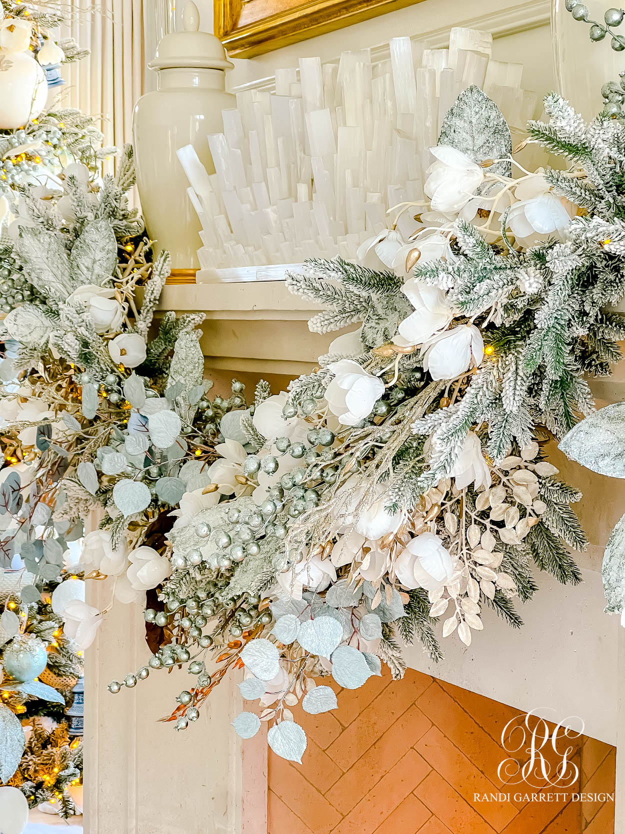 Dusty Blue Chinoiserie Christmas Family Room mantel ideas