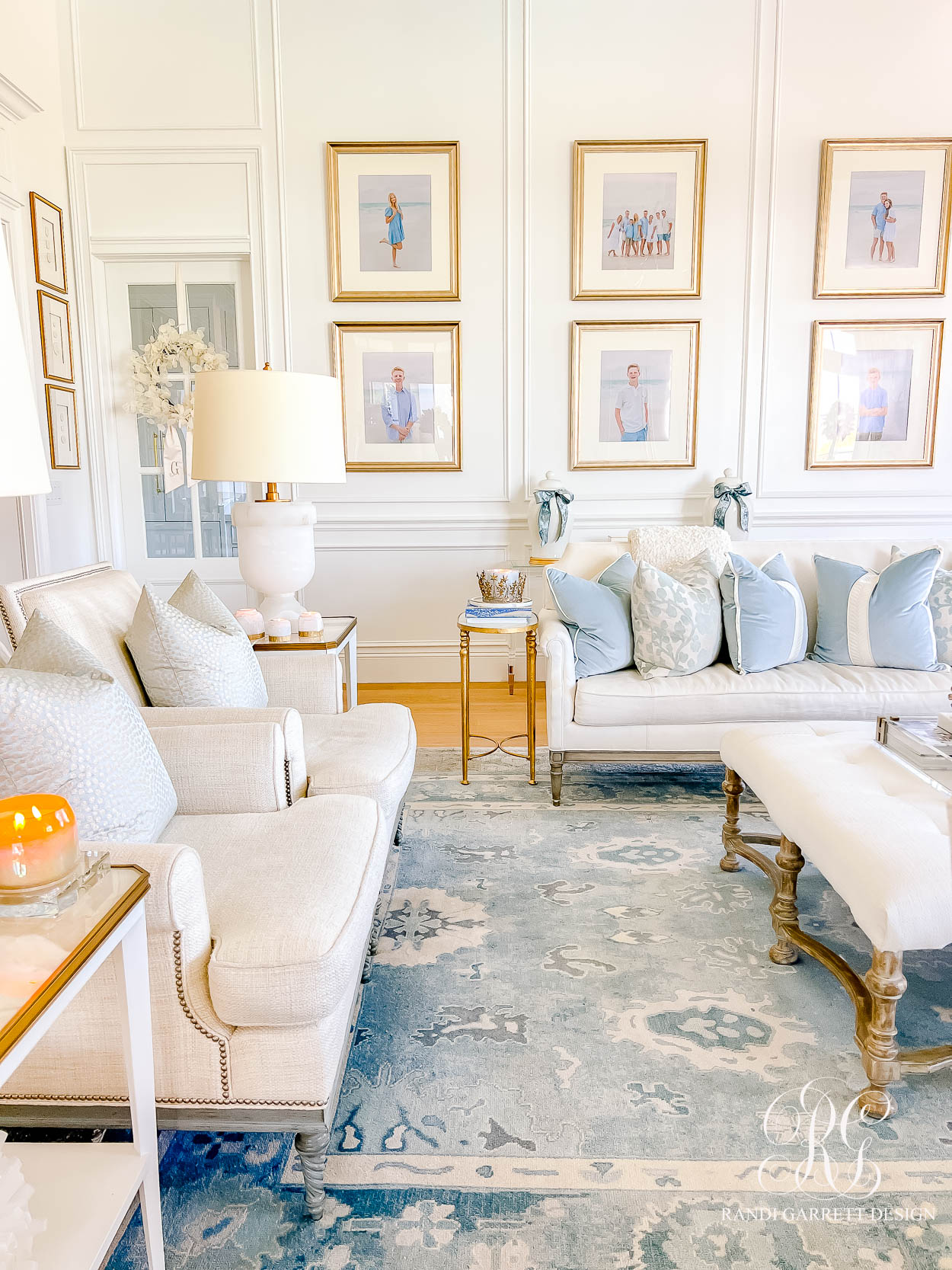 Dusty Blue Chinoiserie Christmas Family Room