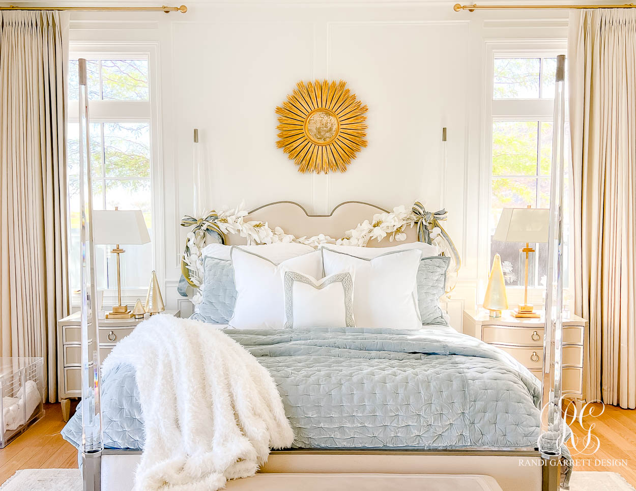 Whimsical Blue and White Christmas Bedroom