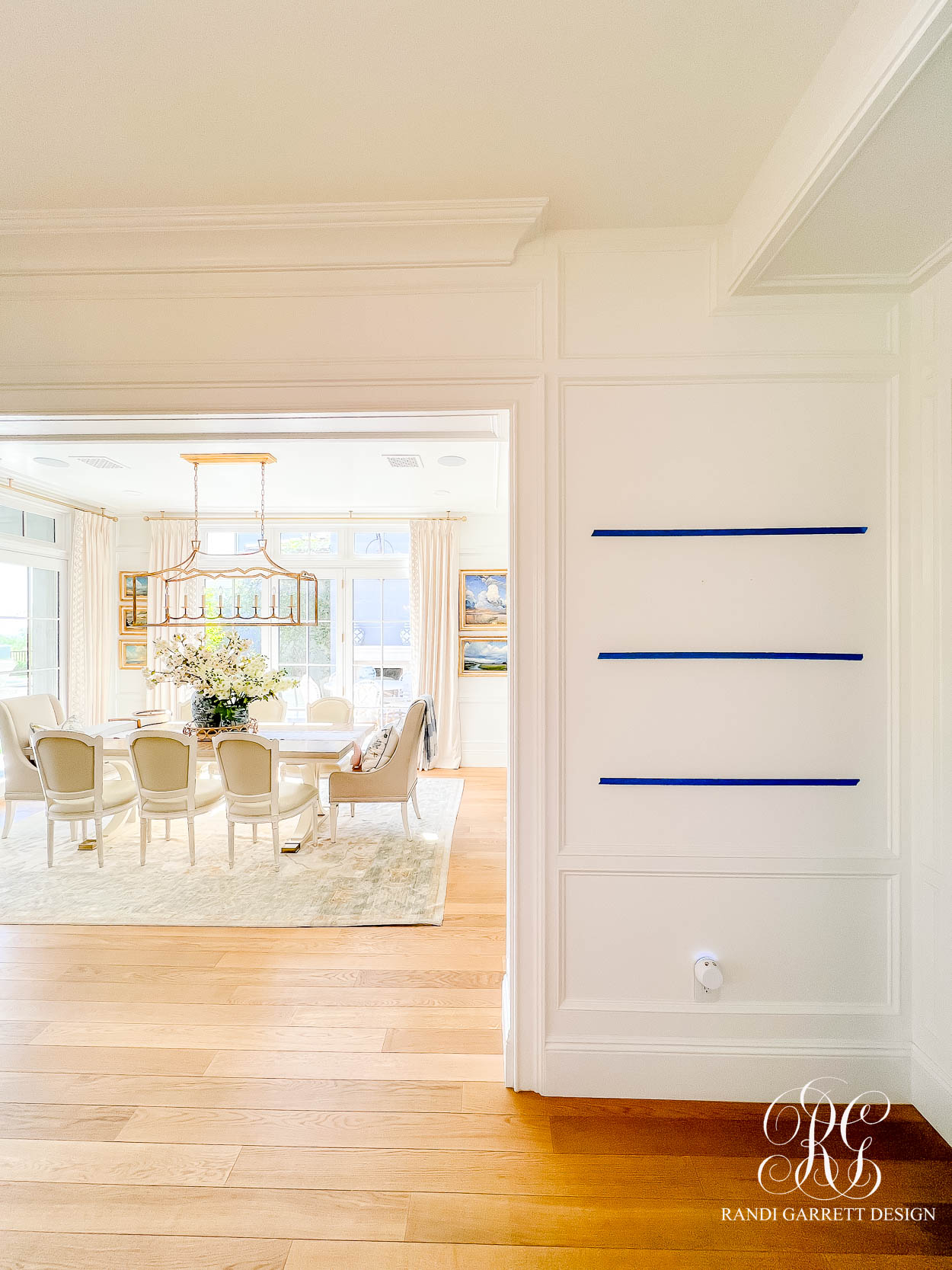 French-Style Shelves with Brass Tipping Rails
