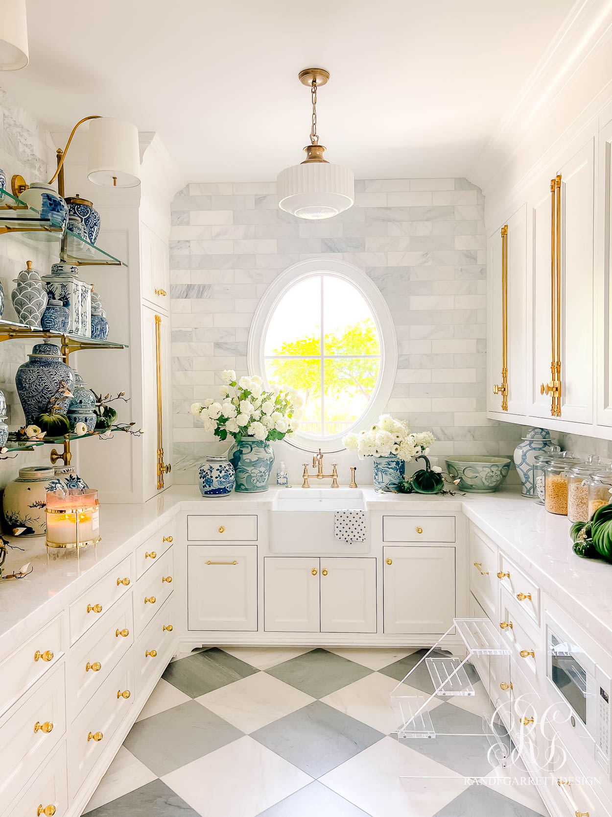 Fall in the Butler’s Pantry ginger jars sage velvet pumpkin fall decor