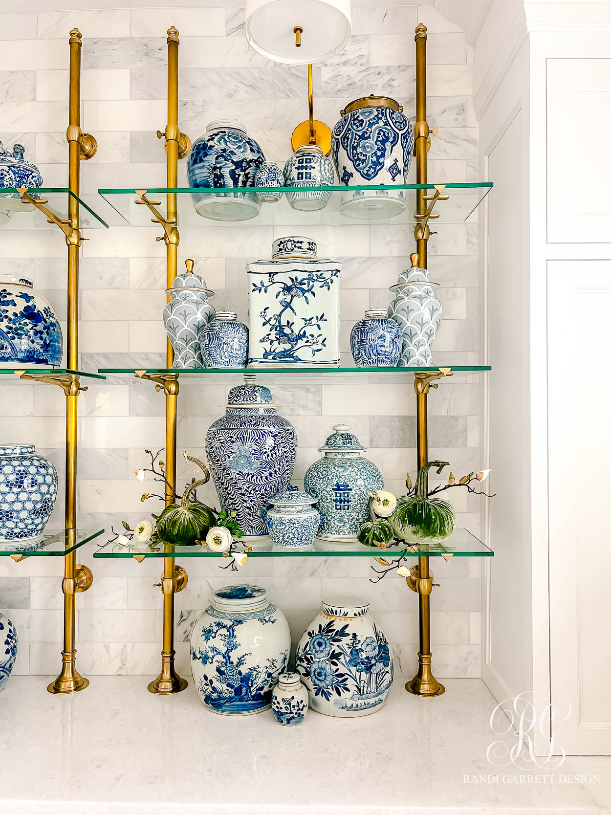 Fall in the Butler’s Pantry ginger jars sage velvet pumpkin fall decor