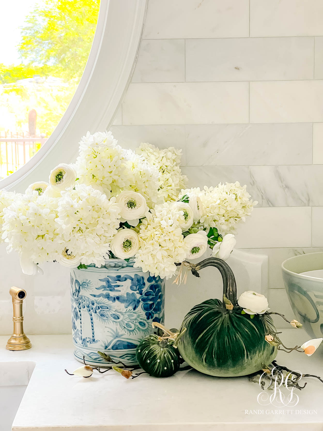 Fall in the Butler’s Pantry ginger jars sage velvet pumpkin fall decor