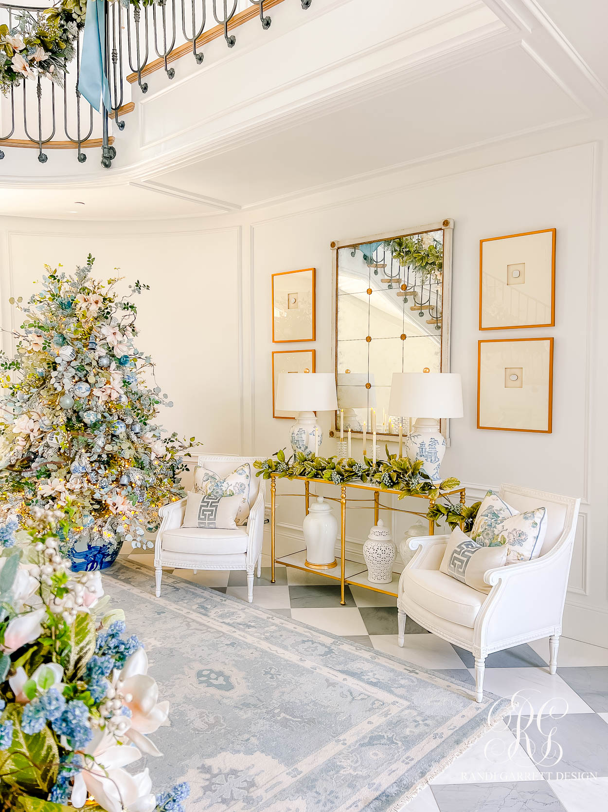 A Festive Entry Table: Magnolia, Candles & Chinoiserie Touches