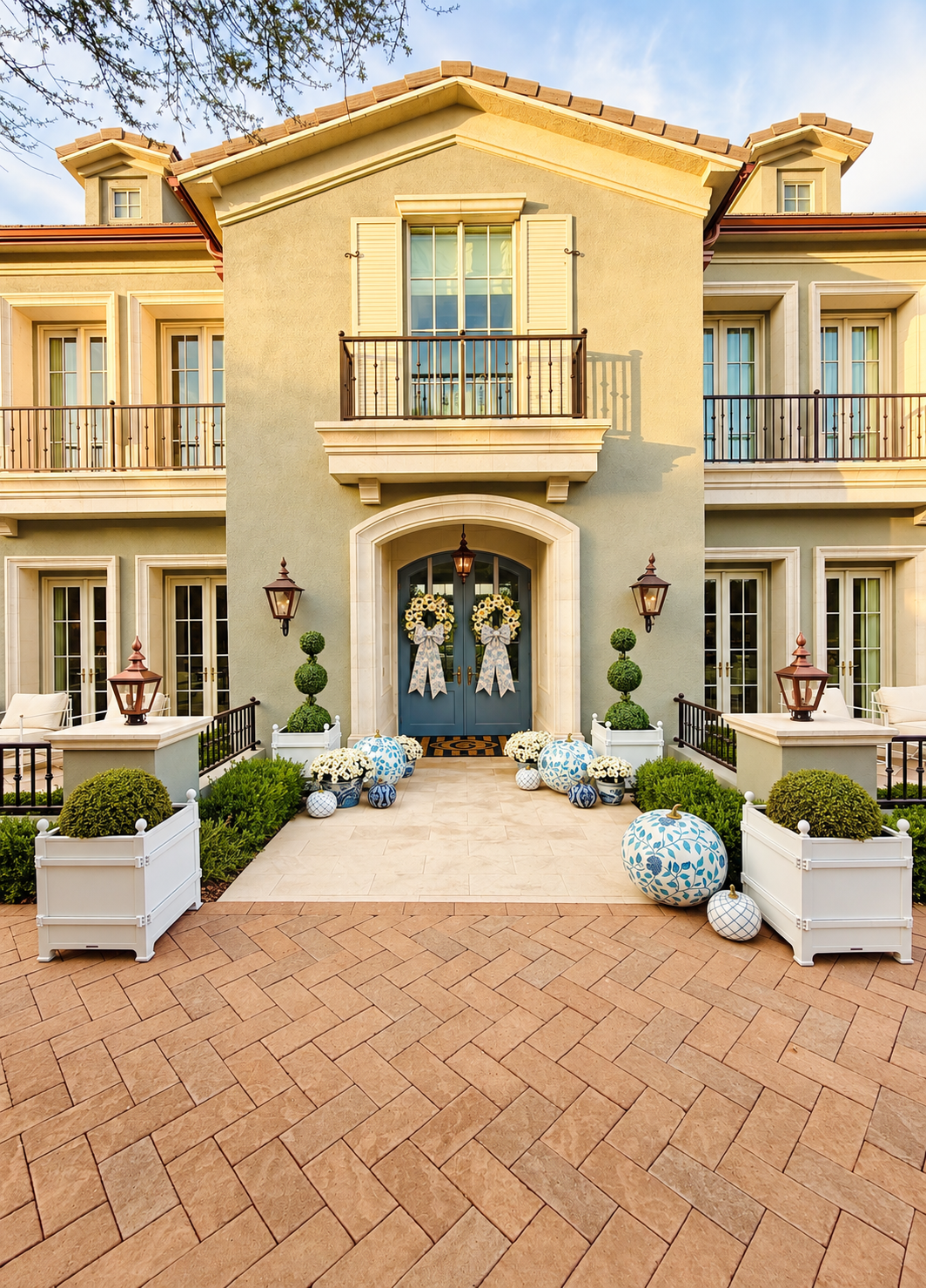 A Blue & White Fall Porch