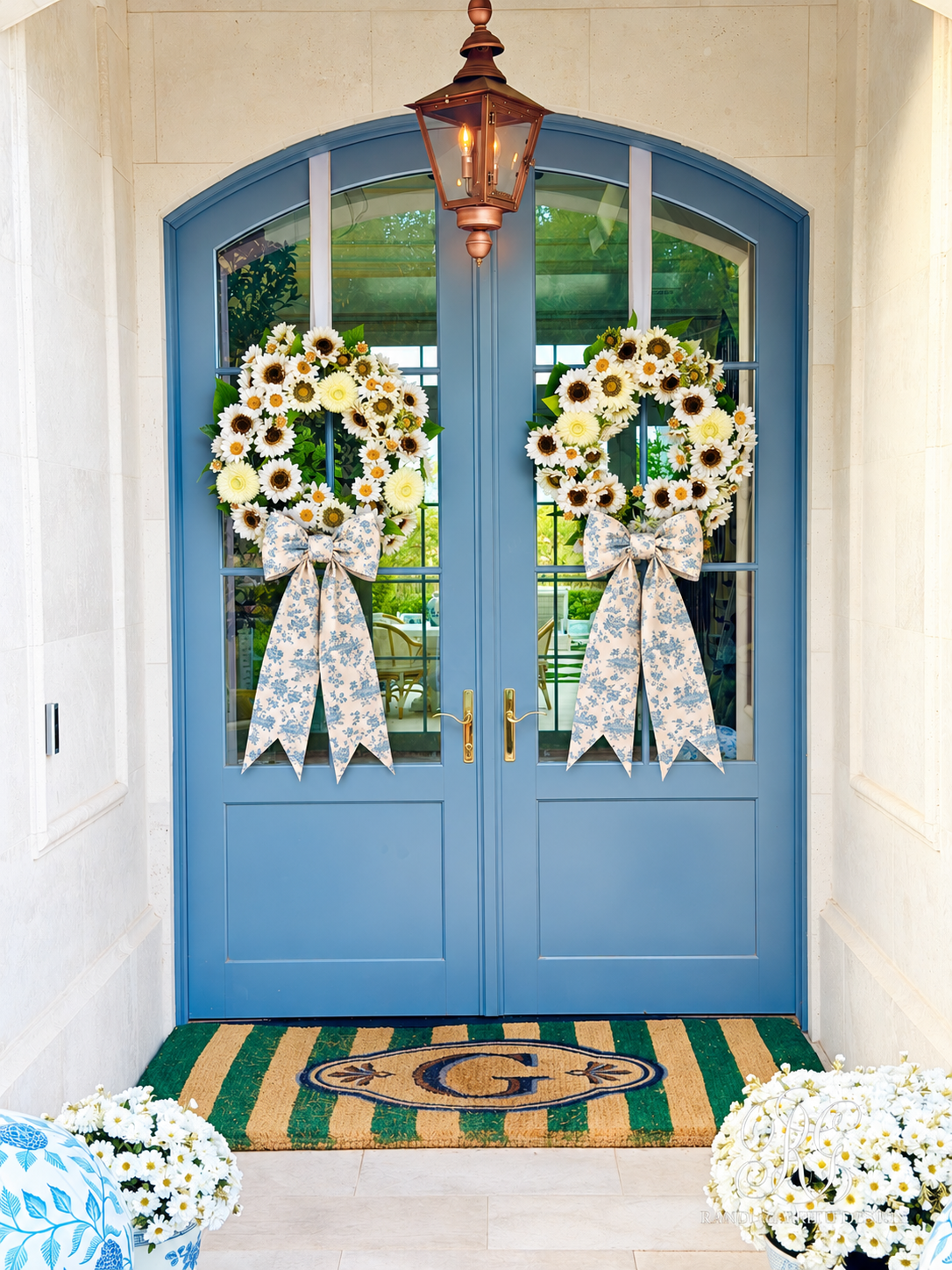 A Blue & White Fall Porch