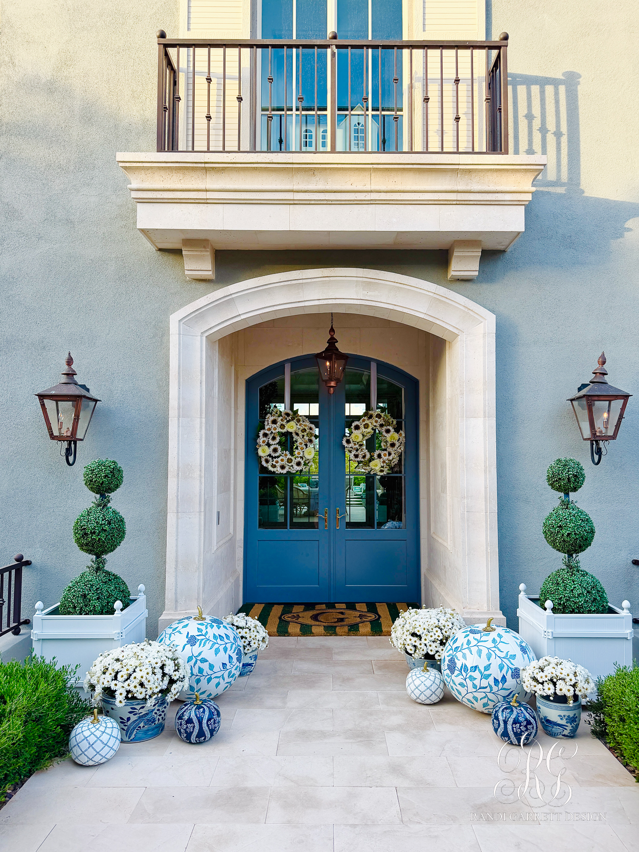 A Blue & White Fall Porch