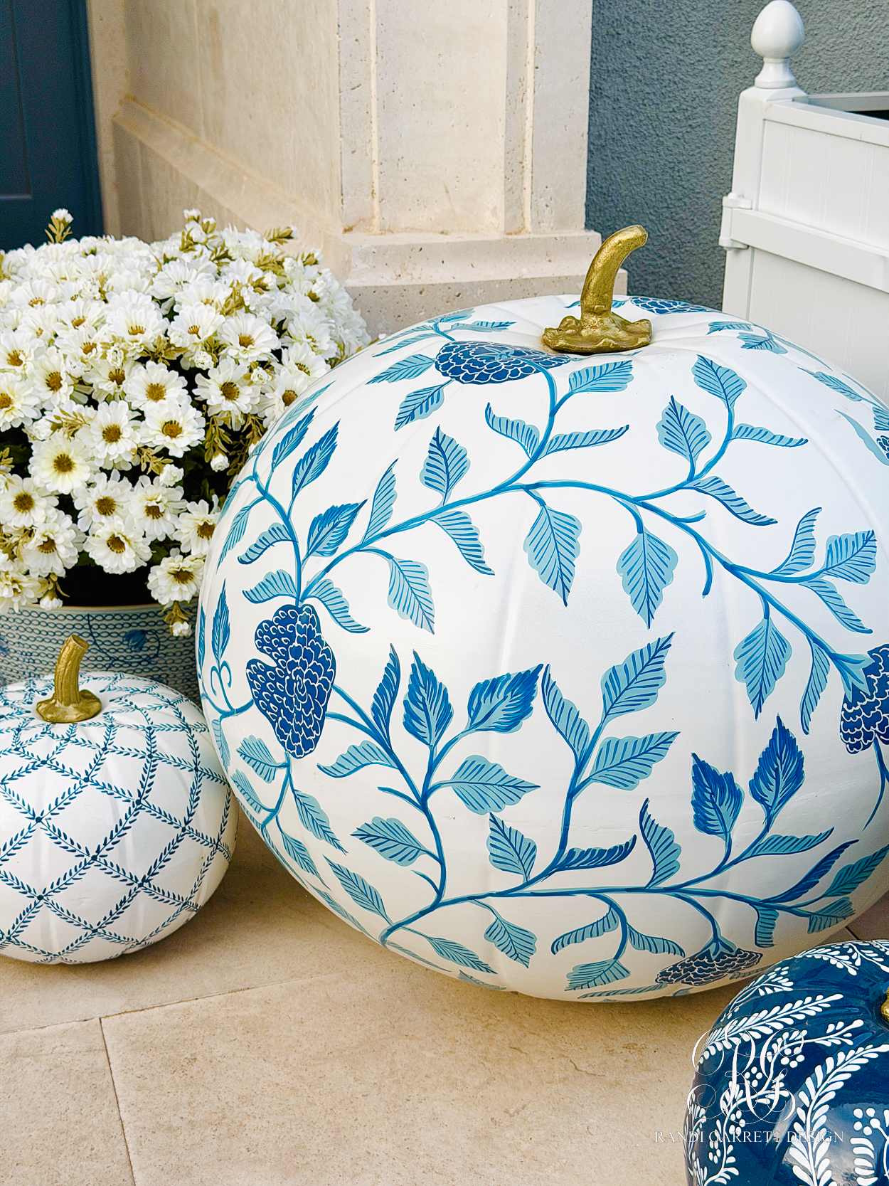 A Blue & White Fall Porch