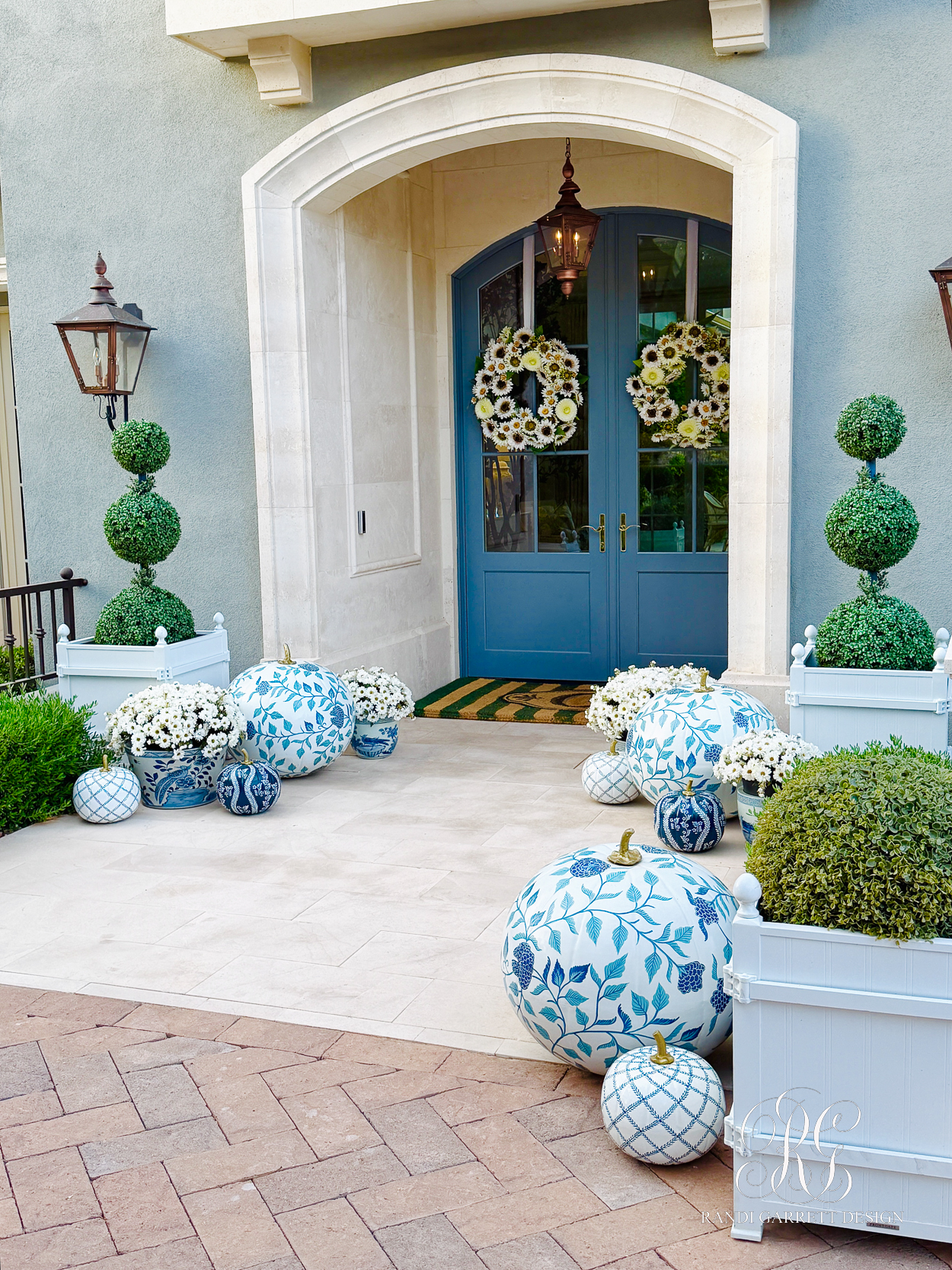 A Blue & White Fall Porch