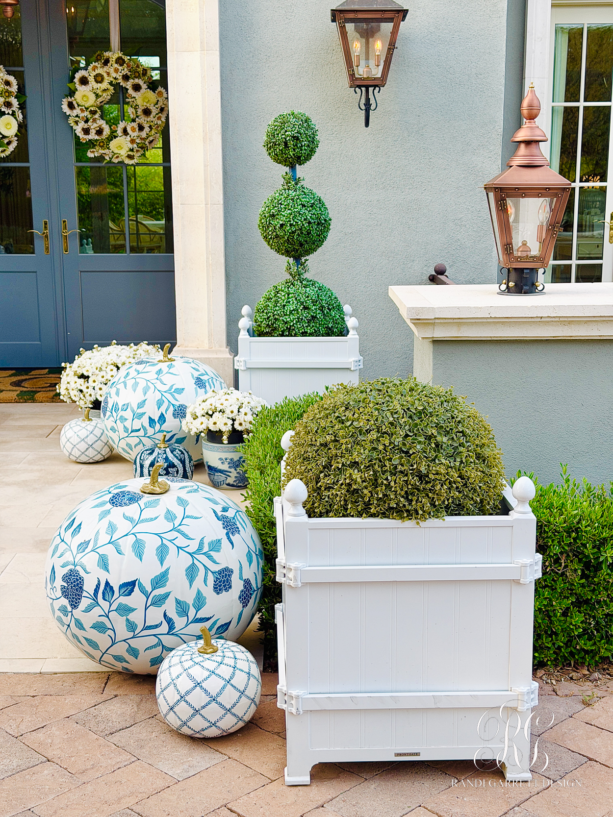 A Blue & White Fall Porch