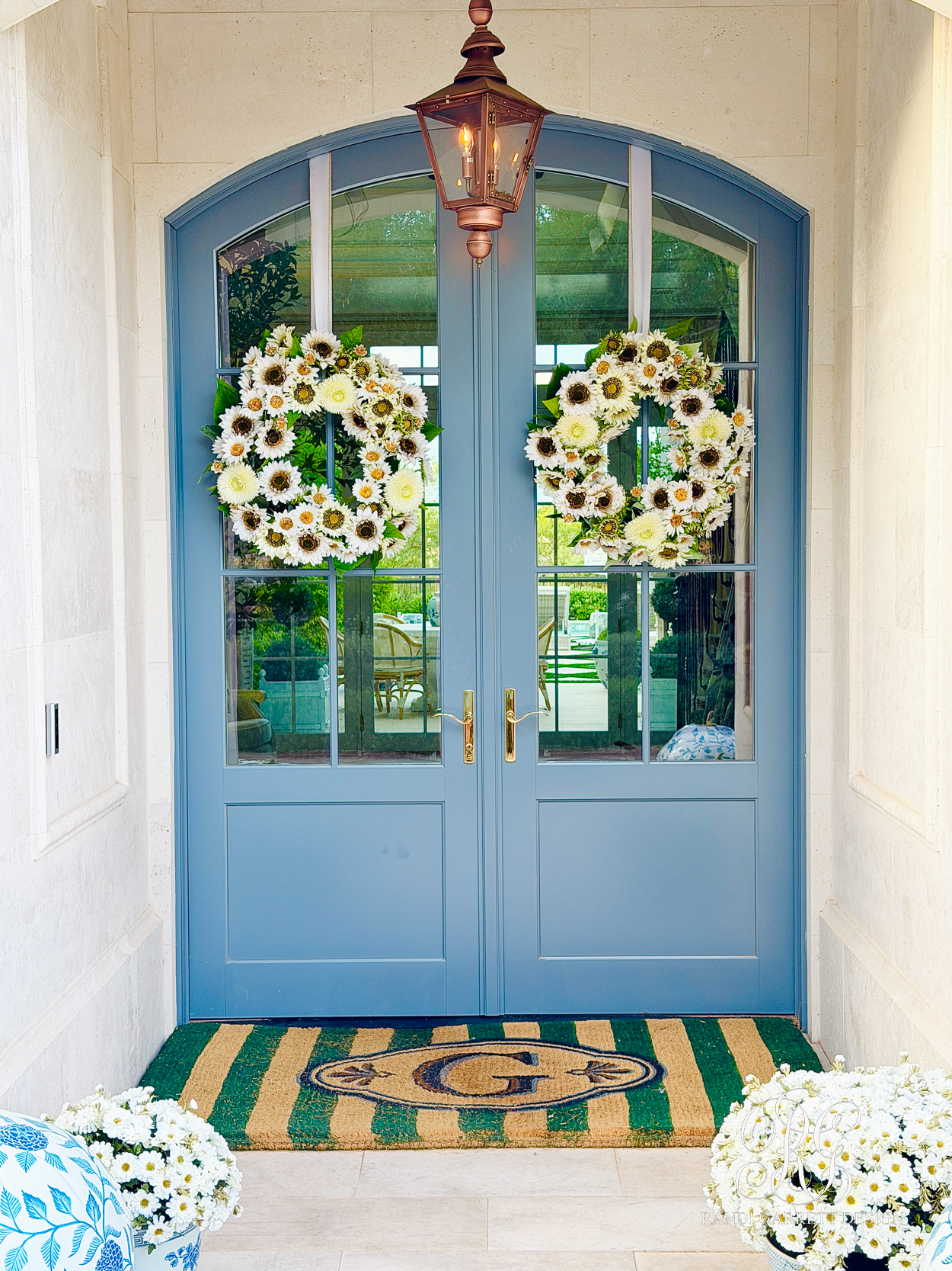 A Blue & White Fall Porch