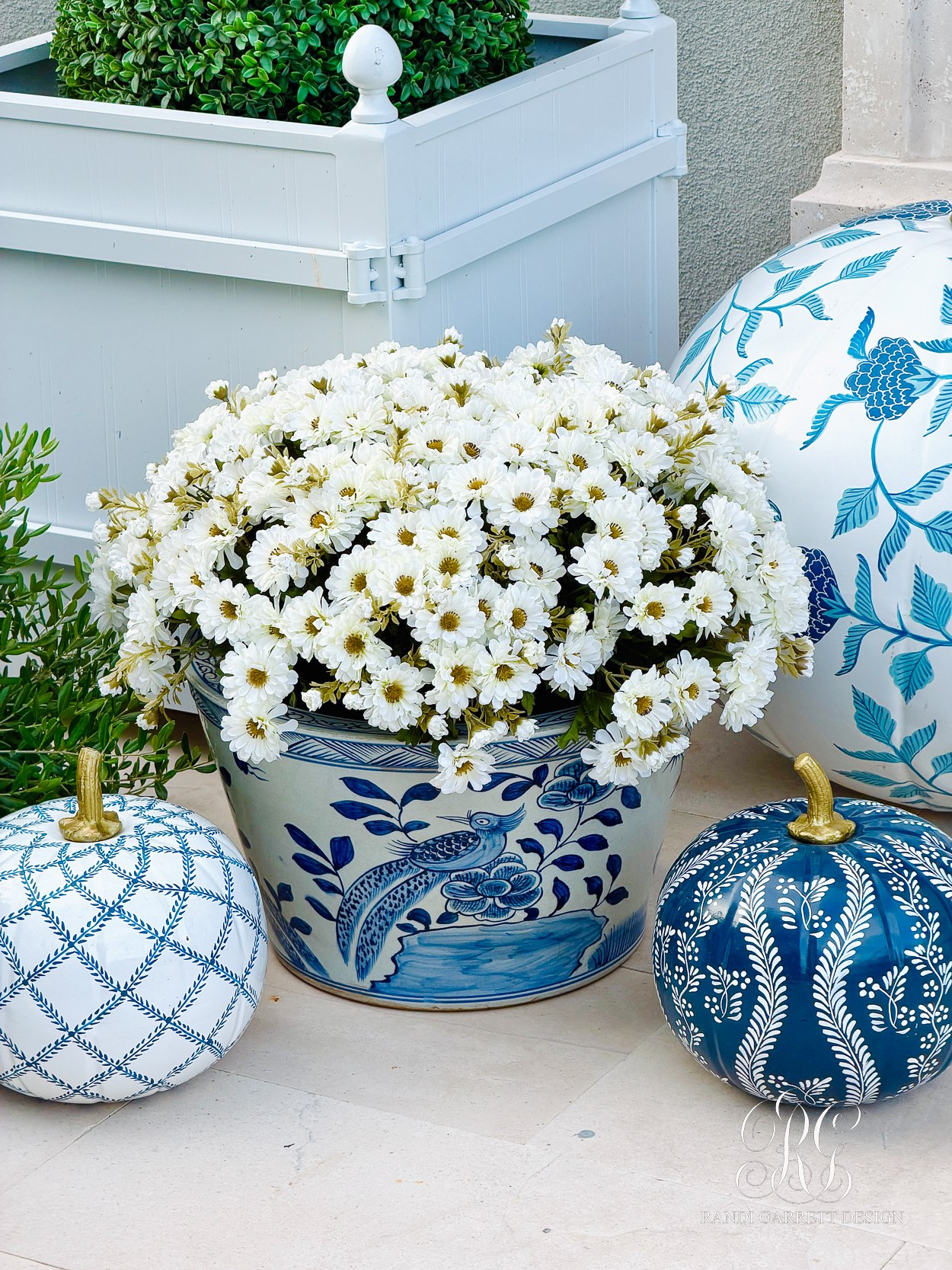 A Blue & White Fall Porch