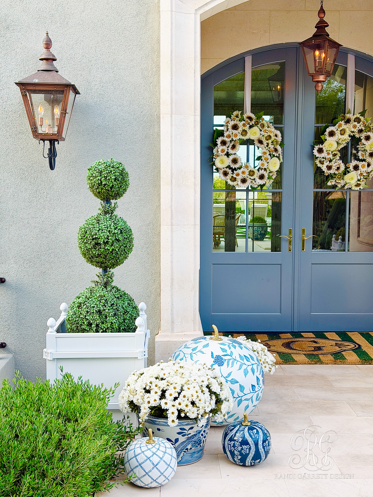 A Blue & White Fall Porch
