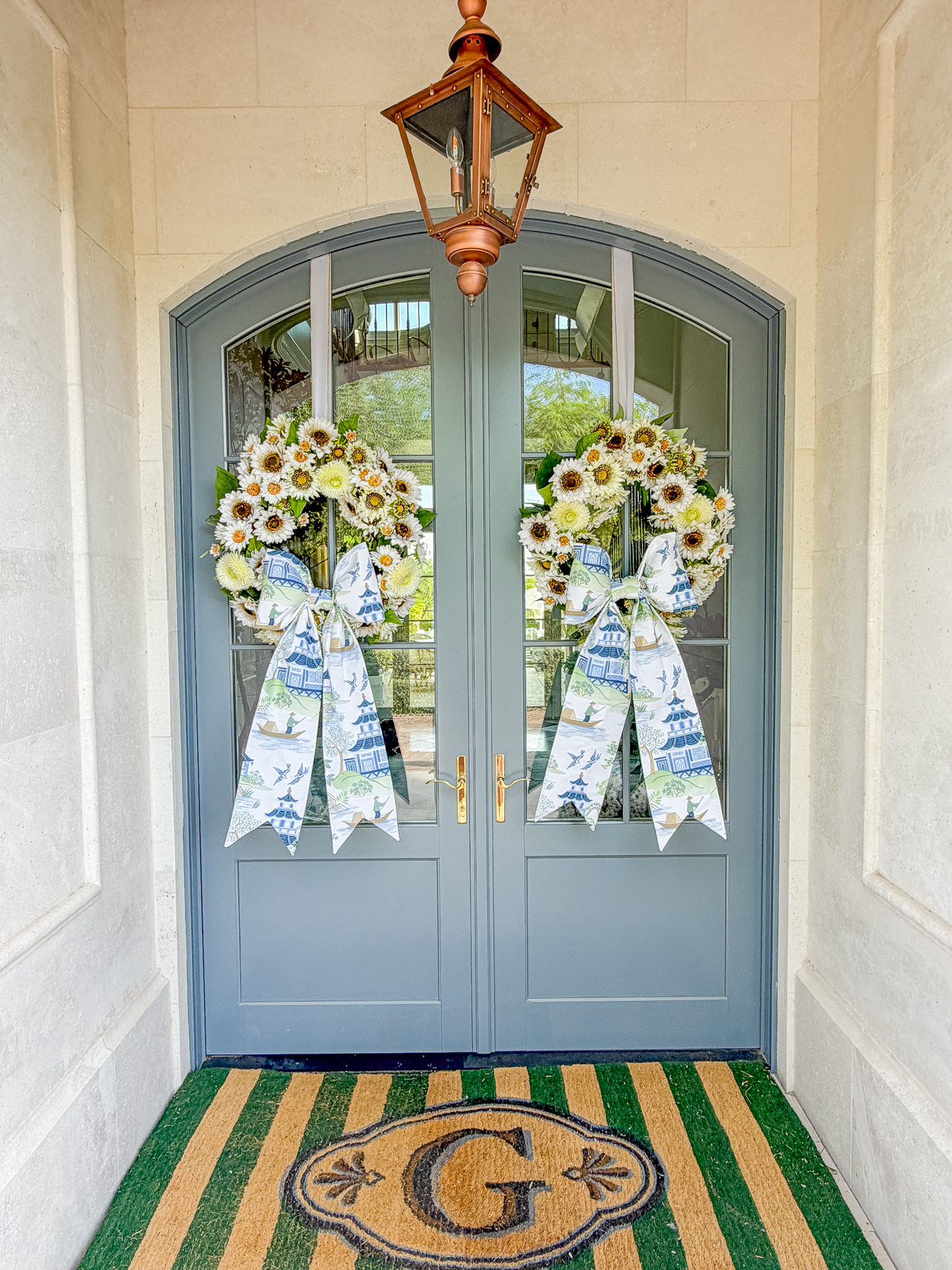 A Blue & White Fall Porch